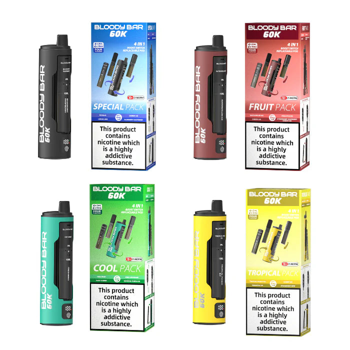 20mg Bloody Bar 60K 4 in 1 Prefilled Pod Vape Kit