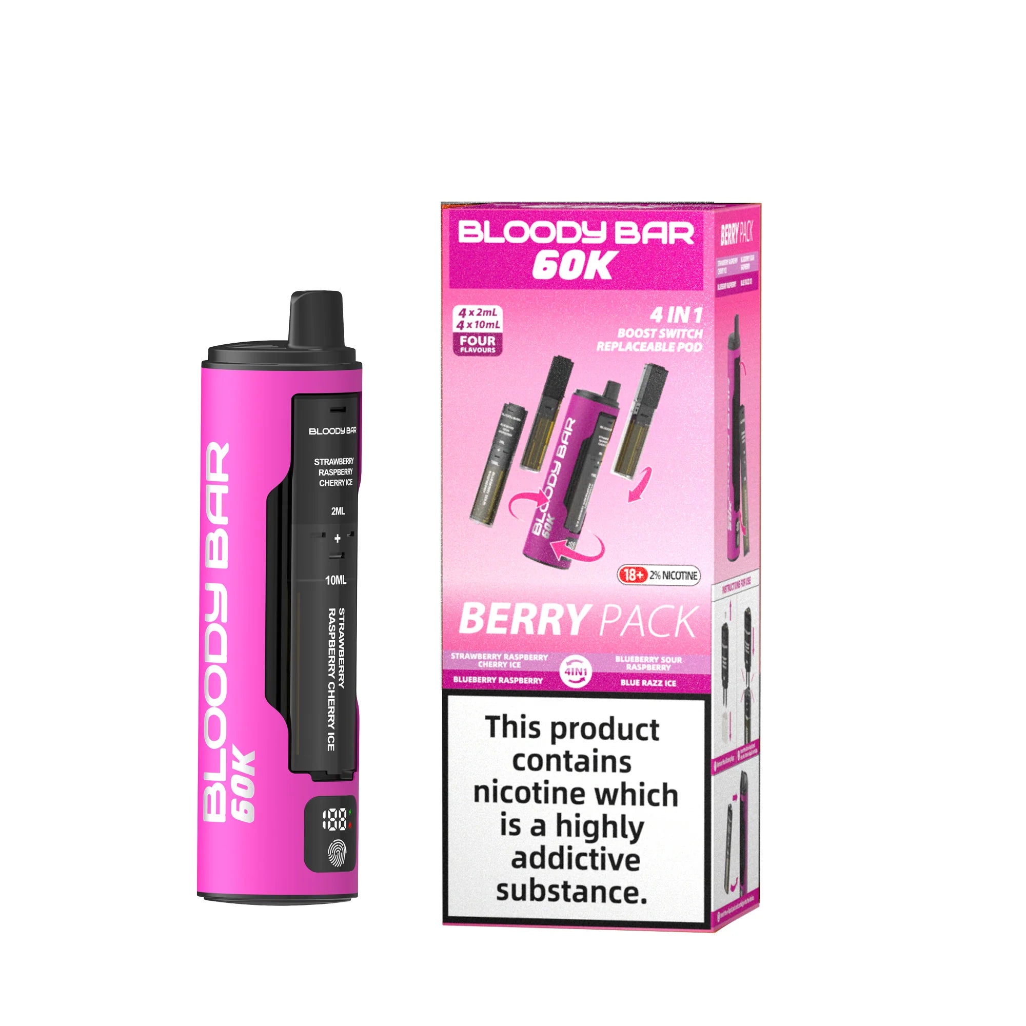 bloody bar vape 20mg Bloody Bar 60K 4 in 1 Prefilled Pod Vape Kit